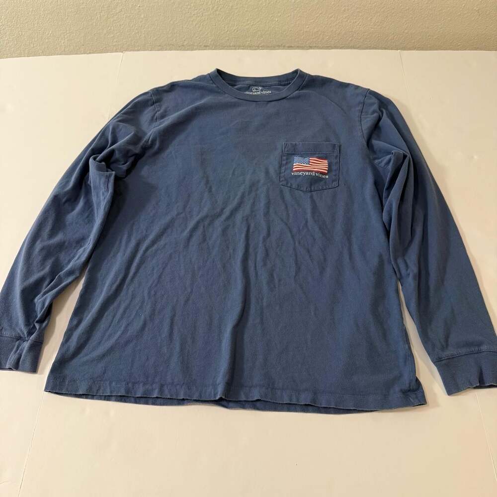 Vineyard Vines American Flag Long Sleeve Pocket T-Shirt Size M
